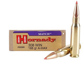 Hornady Match Ammunition 308 Winchester 168 Grain Hollow Point Boat Tail